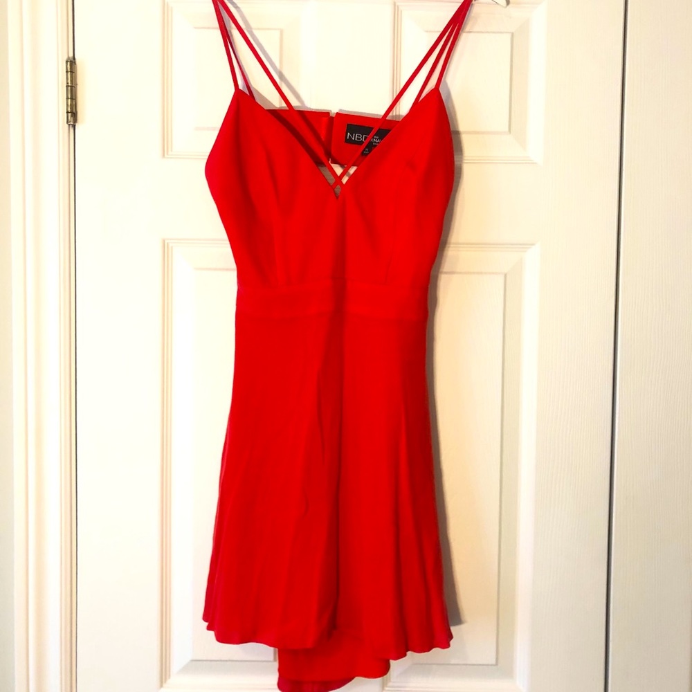 Pink dress with cross body front and open back